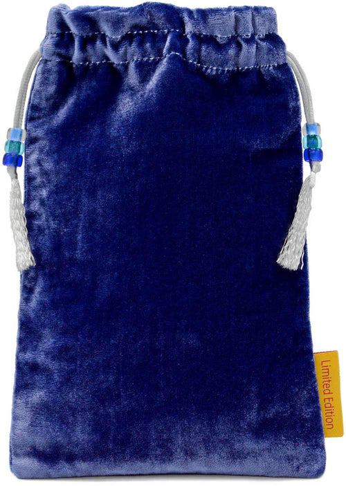 The Bohemian Cats Theatre Tarot, The Moon - drawstring bag in blue silk velvet