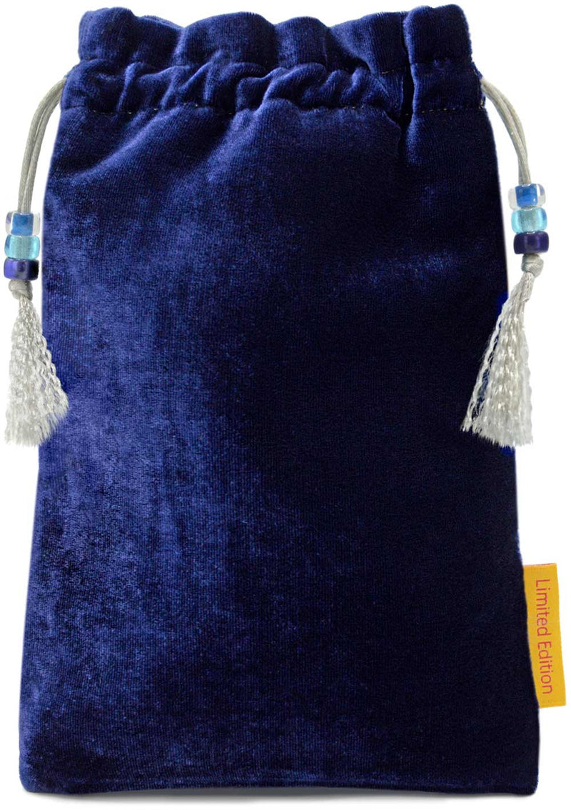 The Bohemian Cats Theatre Tarot, The Hermit - drawstring bag in blue silk velvet