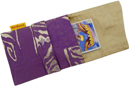 Silk lined tarot pouch, foldover bag for storing tarot decks, oracle cards