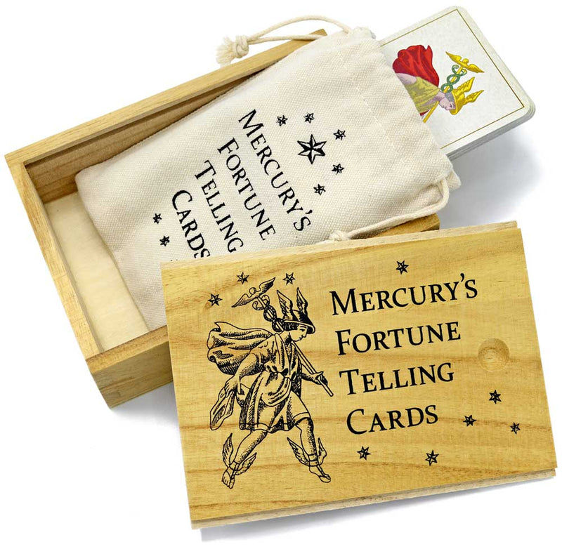 TRADITIONAL SMALLER SIZE. Mercury's Fortune Telling Cards — with cold stamping and sliding wooden box.