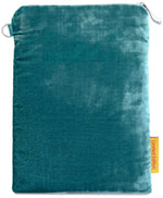 "I'm Late!" - White Rabbit silk velvet embroidered wristlet. Blue teal.