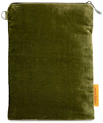 "I'm Late!" - White Rabbit silk velvet embroidered wristlet. Green.