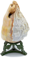 Carved shell lamp with temptation devil/faun/satyr image