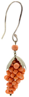 Grapevine coral earrings with silver