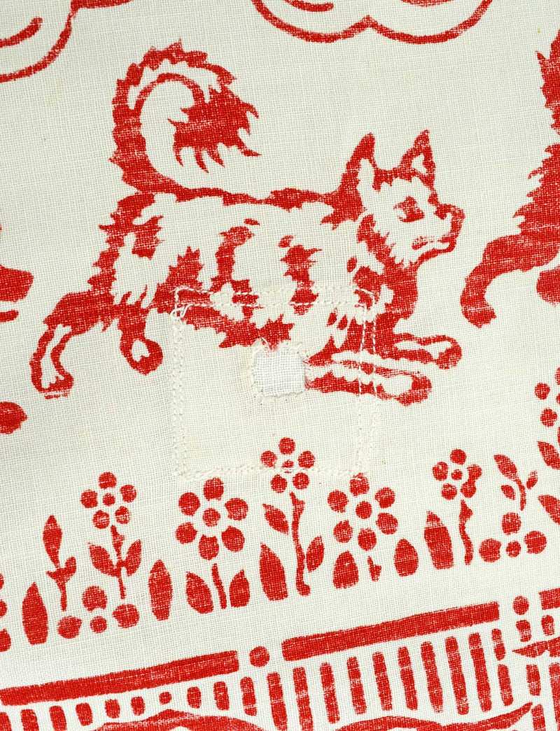 Large vintage / antique folk cotton textile cloth. Charming animal print.