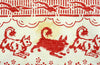 Large vintage / antique folk cotton textile cloth. Charming animal print.