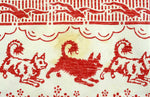 Large vintage / antique folk cotton textile cloth. Charming animal print.