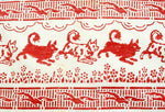 Large vintage / antique folk cotton textile cloth. Charming animal print.