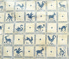 Large vintage / antique folk cotton textile cloth. Charming animal print.