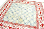 Large vintage / antique folk cotton textile cloth. Charming animal print.