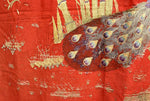 Very large antique embroidered hanging peacocks & bamboo.