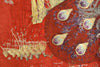 Very large antique embroidered hanging peacocks & bamboo.