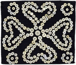 Textile artwork with mother of pearl buttons in pattern, antique textile piece