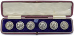 Set of six antique Art Nouveau silver buttons