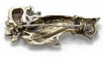 Vintage silver brooch - hand holding rose