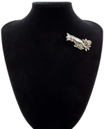 Vintage silver brooch - hand holding rose