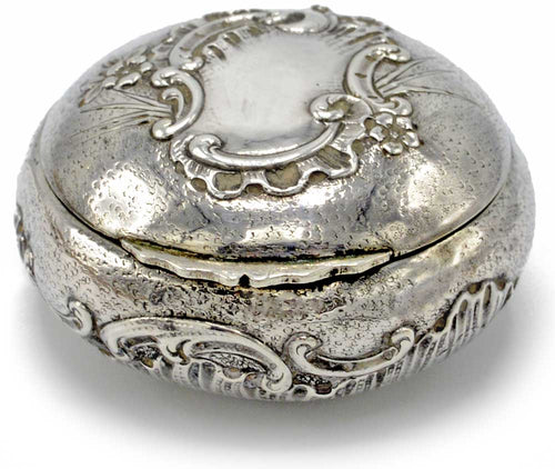 Gilded silver powder box with swansdown puff