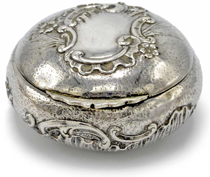 Gilded silver powder box with swansdown puff