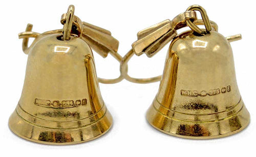Antique drop gold bell earrings