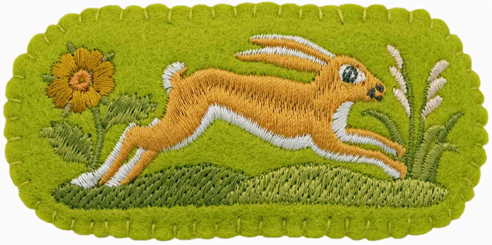 Brown hare embroidered barrette, hairslide. Handmade hair accessory