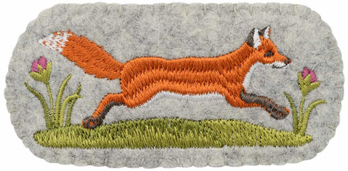 Fox hair slide, felt barette with fox embroidery