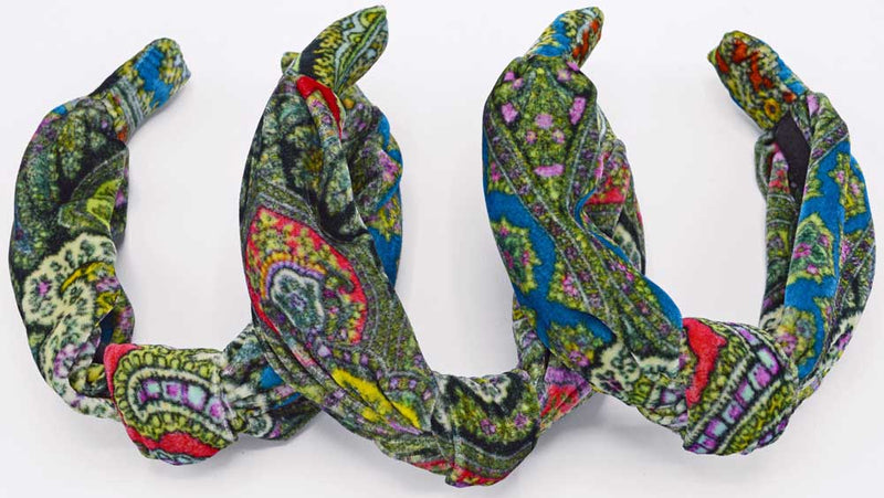 Velvet headbands with paisley print by Baba Studio / BabaBarock