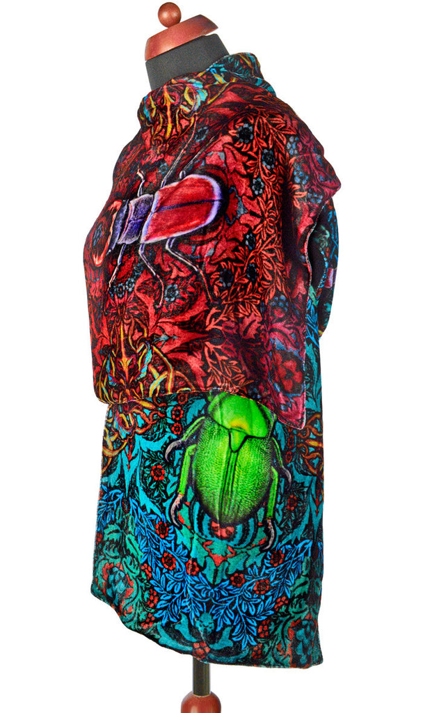 Beetle Belle, silk velvet scarf. PEACOCK TEAL back. - Baba Store - 1