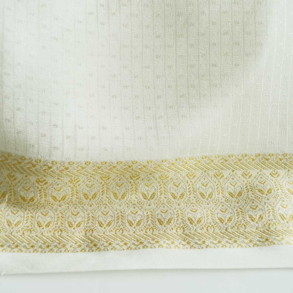 New/old silk fabric by the metre. Fine, chiffon-like with gold borders.