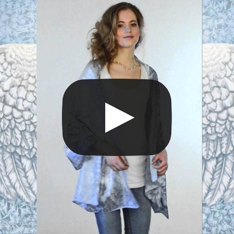 Wings of an Angel, pale version, pure silk-satin scarf/wrap. - Baba Store - 2